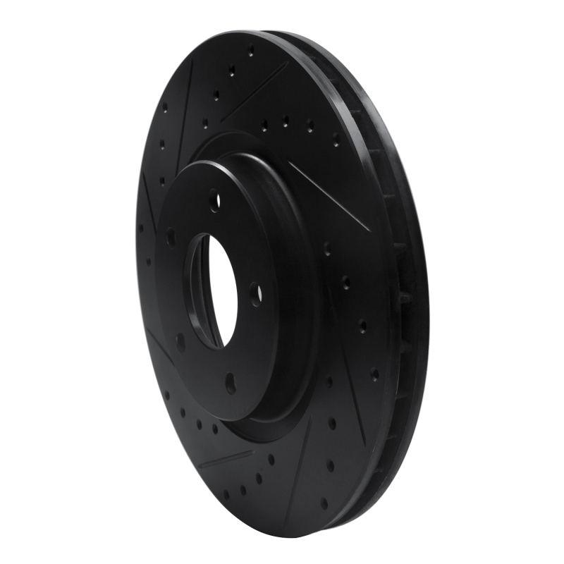 Jaguar XK8 Brake Rotor (1) - Front Left - R1 Concepts - Drilled & Slotted - Black - `98-`06